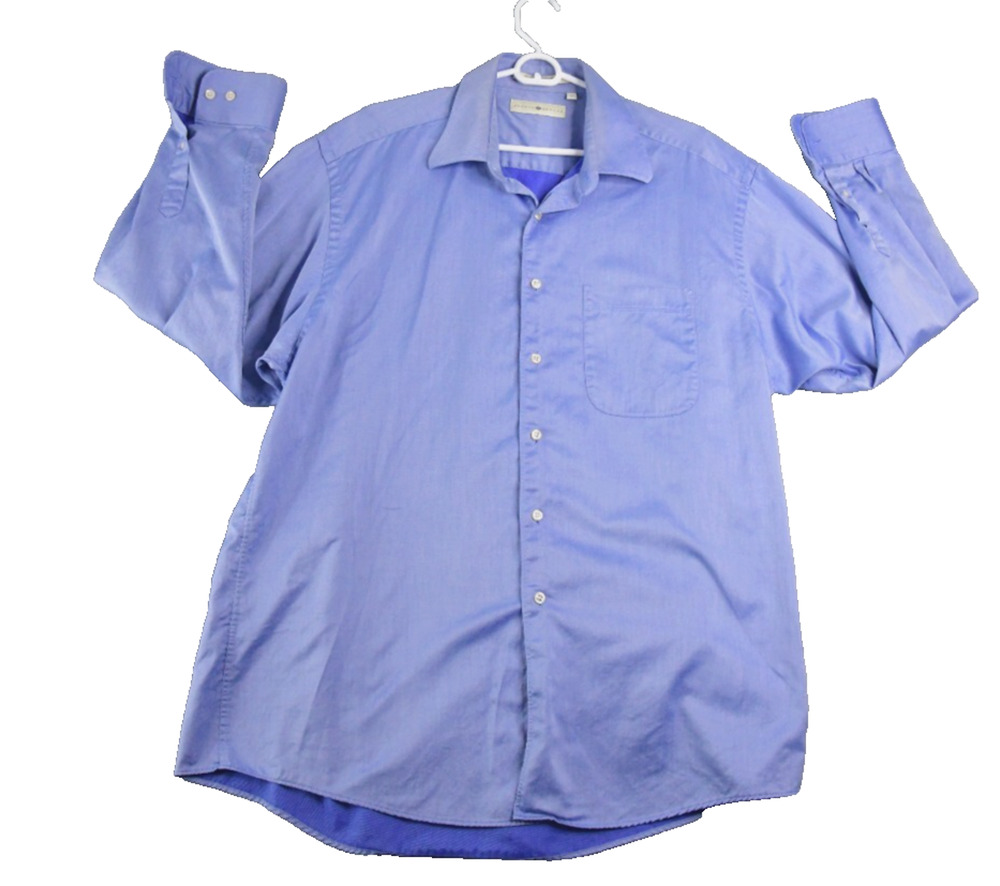 Joseph Abboud Shirt Mens 17.5 34/35 Blue Purple Button Down Long Sleeve
